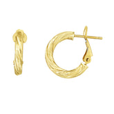 14K Gold 3X10Mm Diamond Cut Twist Omega Back Hoop Earring